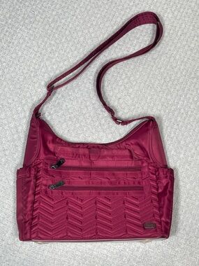 Lug Legacy Hobo Convertible Crossbody Camper Nylon Adjustable Shoulder Bag Pink